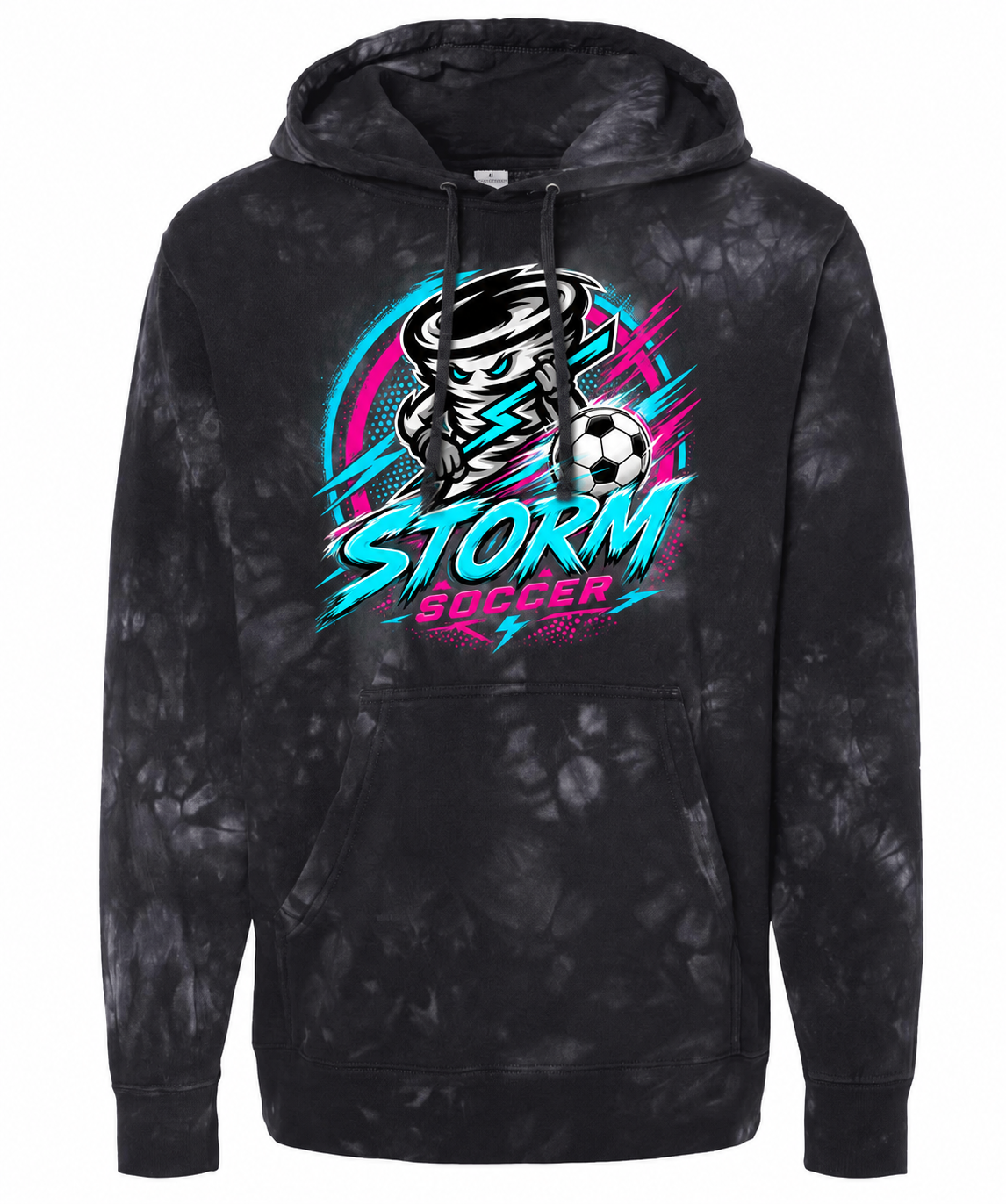 Neon Storm Soccer Tie-Dye Hoodie